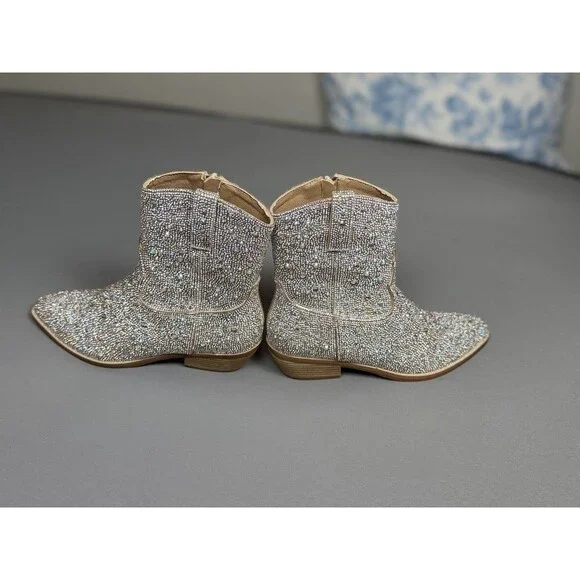 Madden Girl Rhinestone Western Ankle Boots – Size 6 – Sparkly Cowgirl Booties - Picture 14 of 16